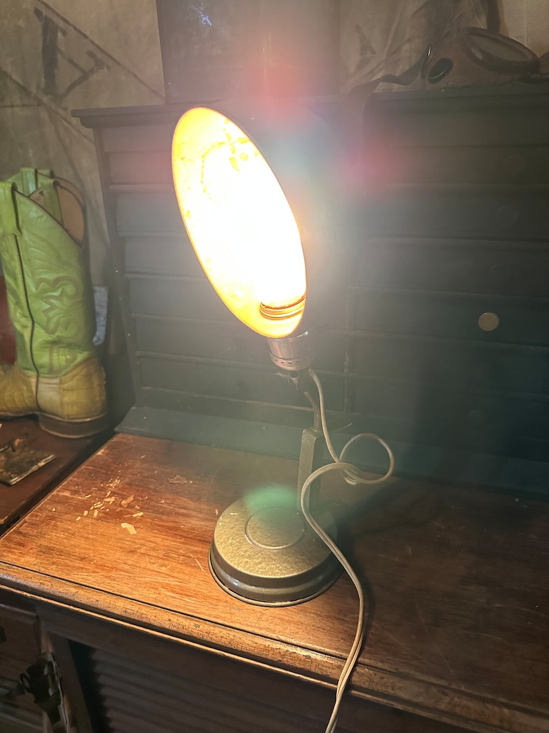 Vtg 1940s Desk Industrial Adjustable Light Fixture Drafting Task Desk Lamp Light Gray Office image 4