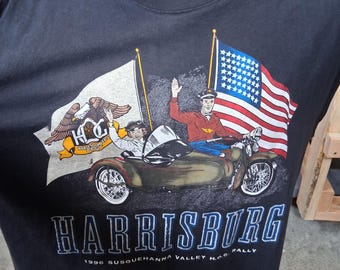 Vintage 1996 Harley Davidson HOG Harrisburg Rally Tank Top Men's XL, Black, USA