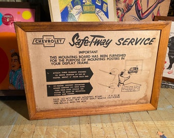 Original 1950s Chevrolet GM Dealership Poster Sign Holder Garage Advertising