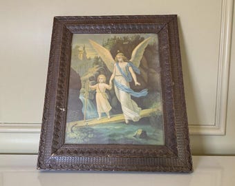 VTG 1920s the Guardian Angel Print H. Zabateri Hans Zatzka Framed