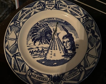 1953 Council Order Red Men & Degree Pocahontas Columbus Ohio Souvenir Plate