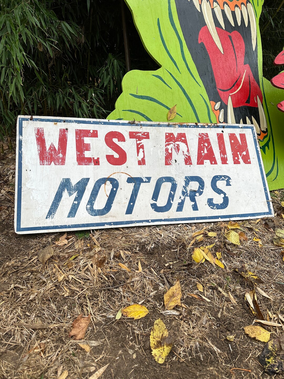 Antique 1940s West Main Motors Folk Art Advertise Sign Trade Etsy