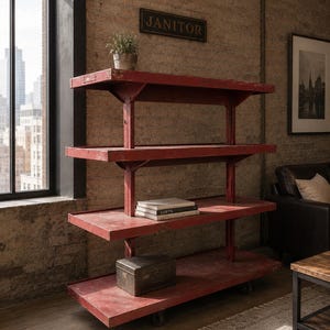 Vintage Bookcase on Wheels - Etsy