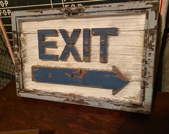 Rare Vintage Original 1960s Exit Amusement Park Sign Folk Art Advertising