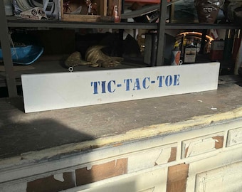VTG 1940s Tic Tac Toe Wood Sign Carnival Folk Art Gambling, Bar, Game Decor
