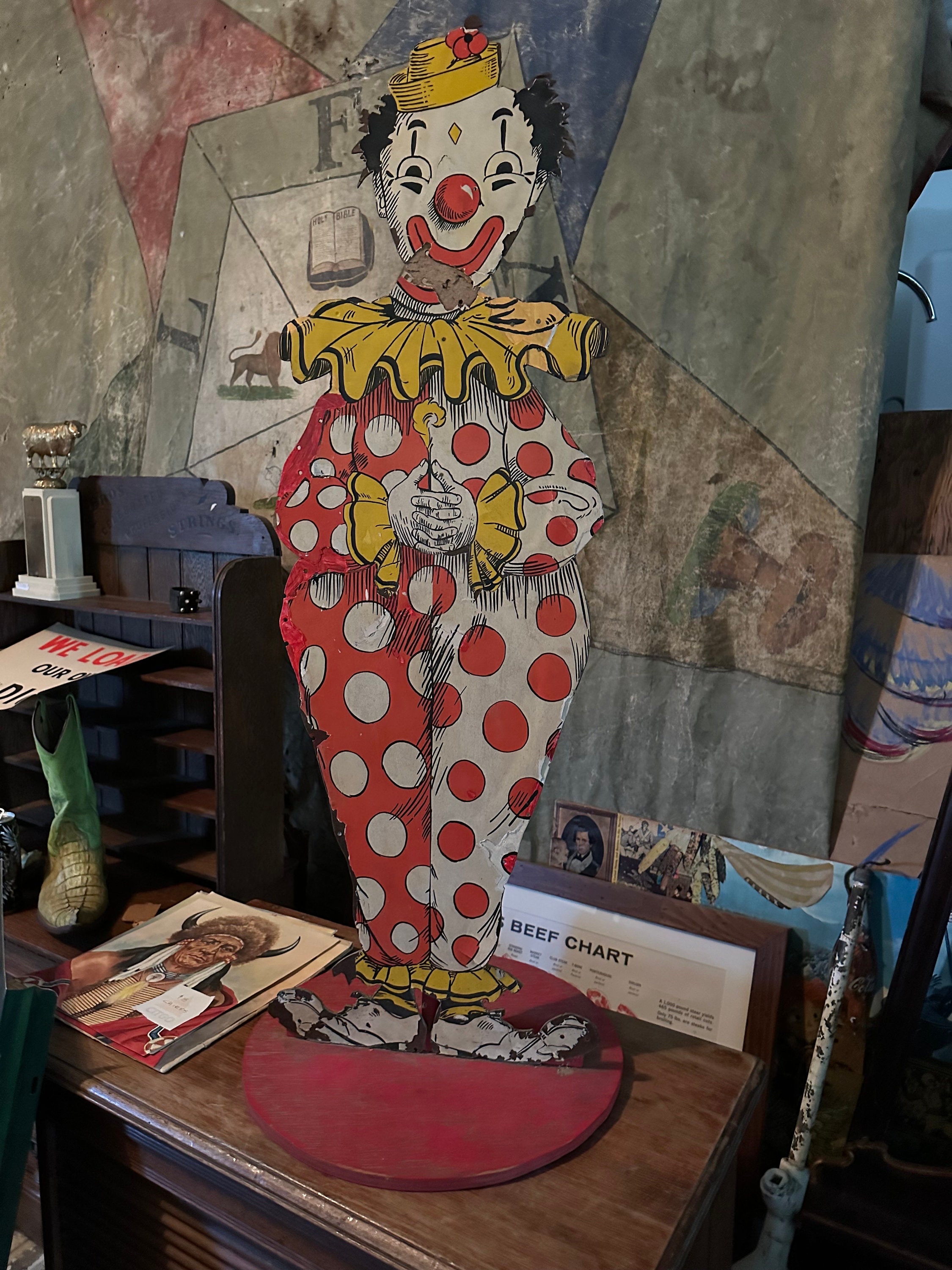 Antique 1950's Knock Down Carnival Game Punk Clown with -  Portugal