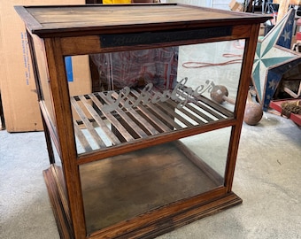 Antique Schulze’s Butter Krust Bread Bakery Display Case | Oak Countertop Bread Case | General Store Display | Vintage Bakery Advertising