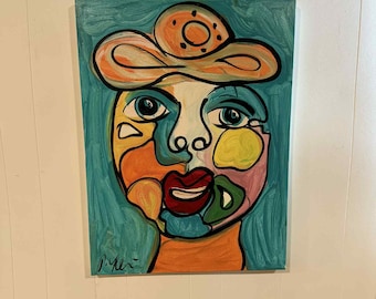 VTG Peter Keil OG Expressionism Oil Painting, Abstract Art, Mid Century, Picasso Inspired