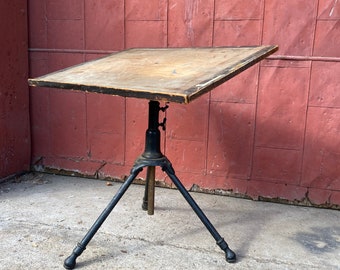 1920s Hoffman Industrial Cast Iron Drafting Table Desk Art Easel Office Study