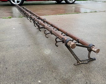 Antique 1880s 10’ Train Railroad Luggage Rack Shelf Industrial Clothing Coat Hat Cast Iron haberdashery Union Made