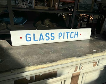 VTG 1960s Glass Pitch/ Baked Potato Carnival Wooden Folk Art Sign, Bar, Rustic