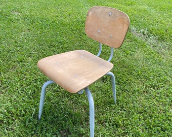 1960s Maple Mid Century Chair Office Study Desk Industrial Vintage