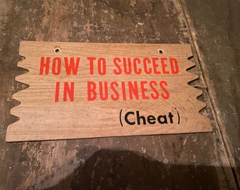 VTG Funny Business Cheat Plak Trading Card Postcard Boss Garage Office