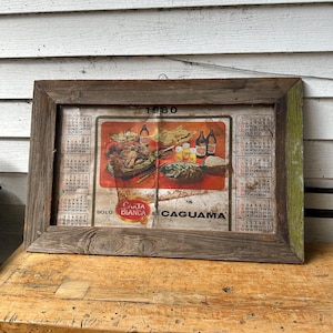 VTG 1980 Wood Framed Carta Blanca Cerveza Calendar Beer Advertising Sign
