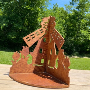 1950s Windmill Corner Hanging Cupboard Wall Entryway Bathroom Primitive Display Rustic Country Shelf