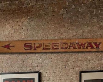 Vintage Wooden Speedway Arrow Sign Rustic Racing Americana Wall Decor Primitive