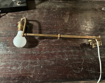 1900s Fairies Adjustable Brass Extension Arm Lamp Industrial Light Drafting Antique