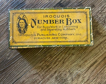 1930s Iroquois Number Box Syracuse New York Metal Tin Box Pill Eye Glasses Case Native American Indian