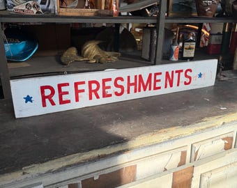 1950 Refreshments/Duck Pond Sign Wood Carnival Folk Art Soda Fountain Diner Bar