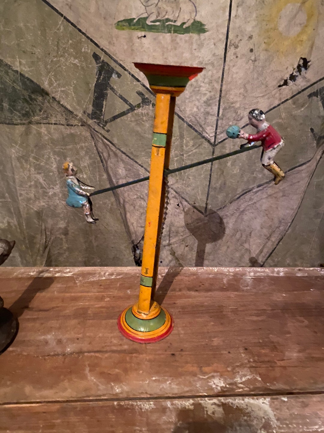 Vintage 1940s Pressed Tin Teeter Totter Toy Seesaw Antique Etsy