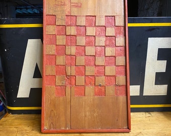 1800s Hand Painted Checkerboard Game Board Folk Art Country Primitive Carved Farmhouse