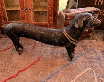VTG 1940s Art Deco Dachshund Weiner Dog Sculpture, Garden Folk Art Statue German