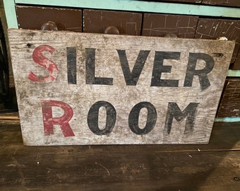 Silver Room Hand Painted Wooden Sign Country Home Farmhouse Folk Strip Club