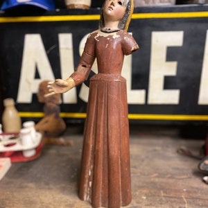 Early 19th Century Wooden Santos Saint Mary Folk Art Doll Shrine Articulating Catholic Christ