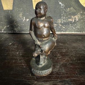 Antique Bull Thrower Trophy Cast Iron Decor Vintage Farmhouse Rodeo Western