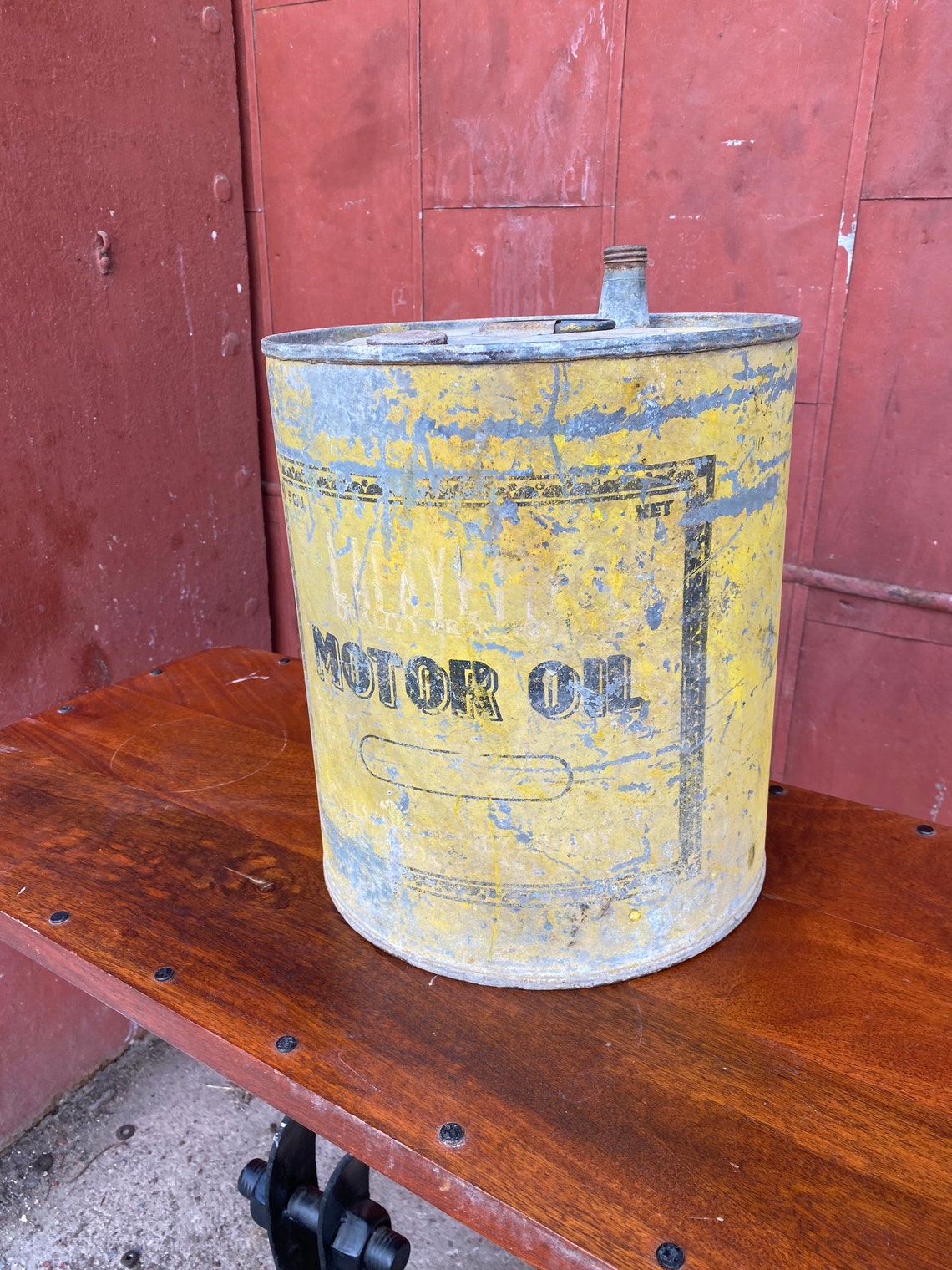 VINTAGE 1920’s Motor Oil 5 Gallon Can Gas STATION Rare Garage Petro ...