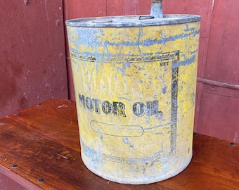 VINTAGE 1920’s Motor Oil 5 Gallon Can Gas STATION Rare Garage Petro Country