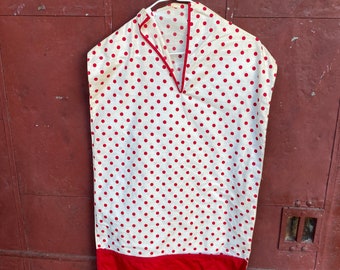 Vintage Polkadot Dress  Hanging Canvas Clothes Pin Bag Laundry Line 1940’s Mudroom