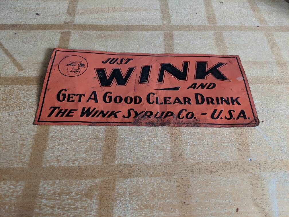 wink soda sign tin non porcelain pop general store advertising moon