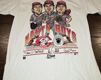 Vintage 1990 Cincinnati Reds Nasty Boys Caricature T-Shirt Salem MLB Baseball