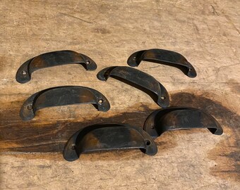 6 Antique Style Solid Japan Finish Apothecary Cup Drawer Bin Pull Handles Printer