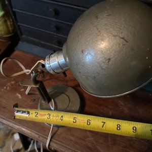 Vtg 1940s Desk Industrial Adjustable Light Fixture Drafting Task Desk Lamp Light Gray Office image 5