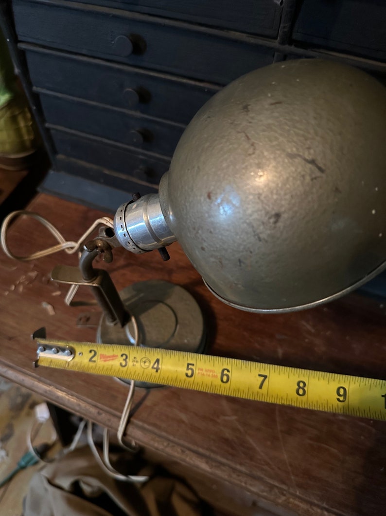 Vtg 1940s Desk Industrial Adjustable Light Fixture Drafting Task Desk Lamp Light Gray Office image 5