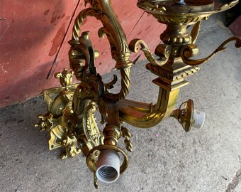 1940s Antique Brass Light Victorian Sconce Outdoor Porch Lamp Garage Vintage