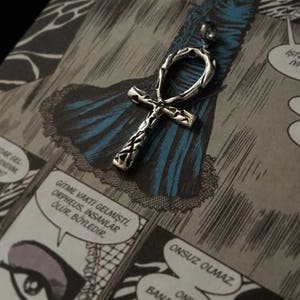 Ankh silver pendant, goth cross jewelry, symbol of eternal life, vampire necklace, Egyptian amulet