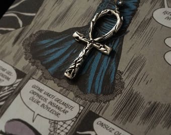Ankh Pendant in Sterling Silver: Handmade Gothic Vampire Cross Necklace, Gothic Reliquary
