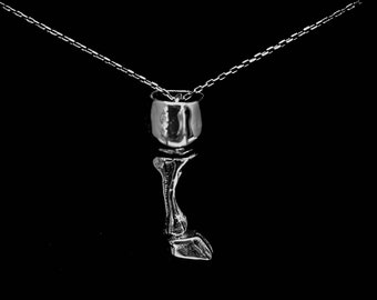 Satyr goblet silver pendant, cloven hoof necklace, Pan and Dionysus, wine glass curio, Greek Roman mythology, faun, chalice, goat leg