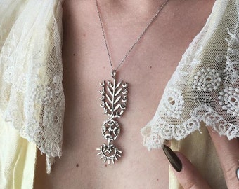Croatian fir tree silver pendant, tattoo necklace, Croatian tattoo art, vanishing tattoos collection, traditional tattoo design