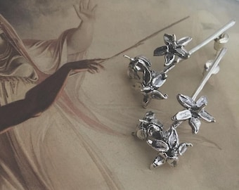Woody Nightshade Earrings in Sterling Silver: Handmade Poisonous Plant Jewelry, Dark Garden