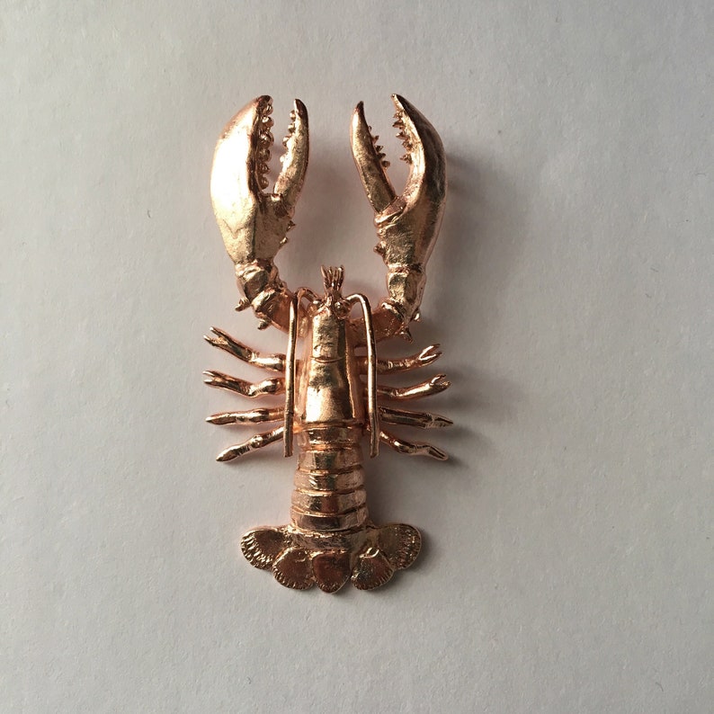 Lobster Necklace Rose Gold Plated Brass Jewelry Water Etsy
