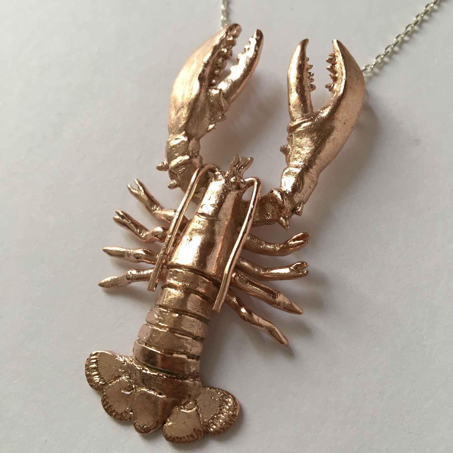 Lobster Necklace PREORDER Rose Gold Plated Brass Jewelry Etsy