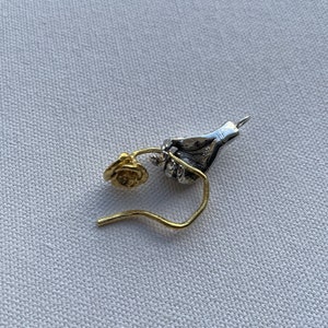 Ophelia&#39;s hand pendant, silver and brass hand necklace, poppy flower, Pre-Raphaelite art, Victorian mourning inspired jewelry