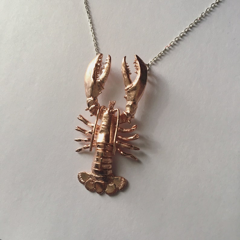 Lobster Necklace Rose Gold Plated Brass Jewelry Water Etsy