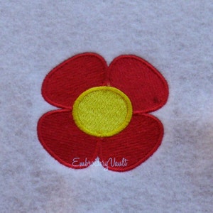 Four petals flower embroidery design, multiple formats