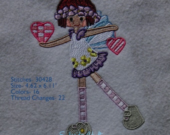 Fairy Girl 9 Embroidery Design, Multiple Formats