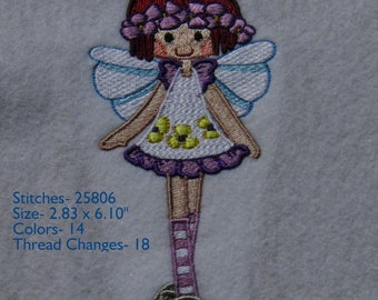 Fairy Girl 1 Embroidery Design, Multiple Formats